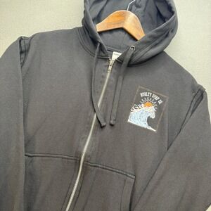 Hurley Surf Co Full Zip Hoodie Mens XS Black Cotton Blend Graphic Skate Fleece